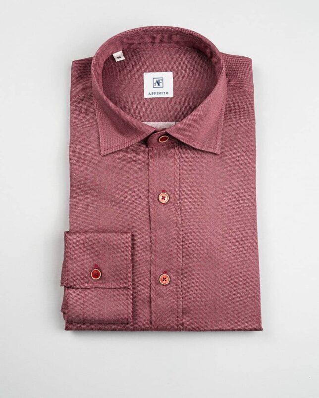 Camicia in flanella rossa, collo italiano