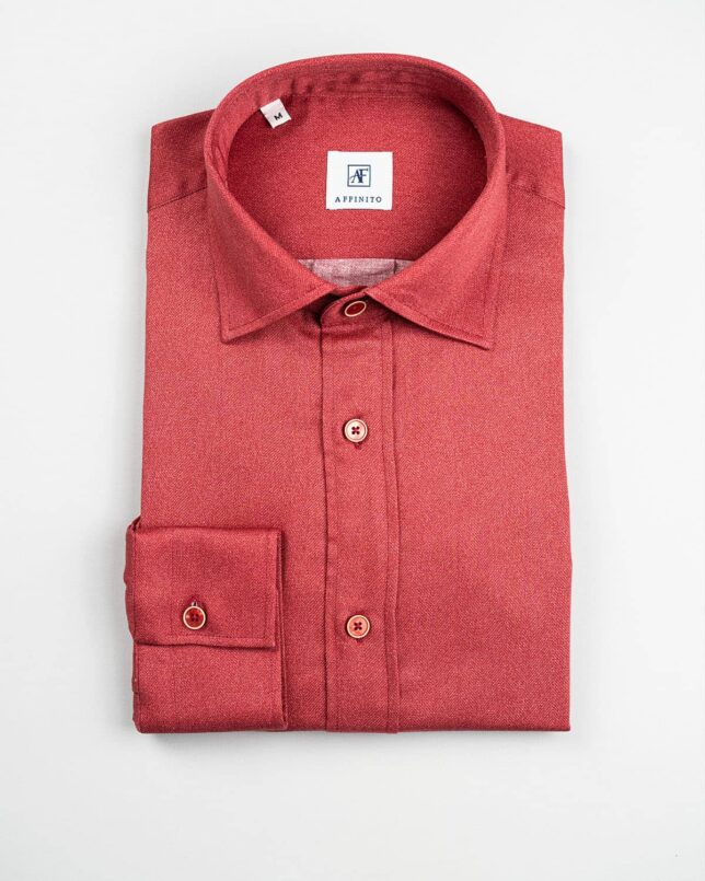 Camicia in flanella rossa, collo italiano