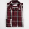 Camicia a quadri rossi, collo francese