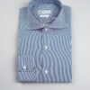 Camicia no iron millerighe blu, collo francese