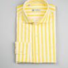 Camicia Performance a Righe Gialle, Collo Francese, Slim Fit