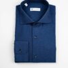 Camicia blu, collo francese