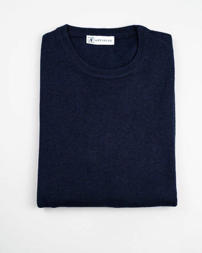 Maglia Girocollo Misto Cashmere Blu