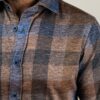 2 Camicia in flanella marrone e blu, collo italiano