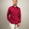 1 Camicia in flanella fragola, collo italiano