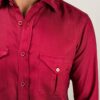 2 Camicia in flanella fragola, collo italiano