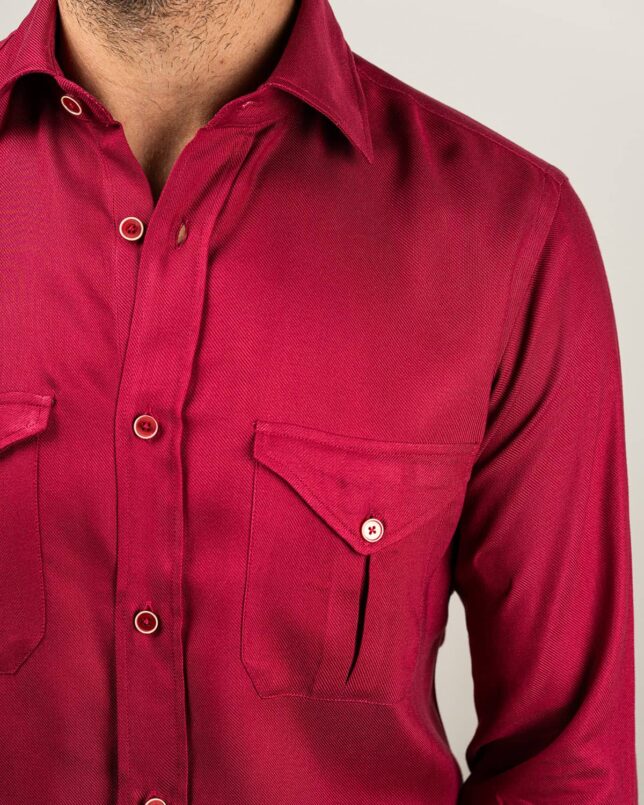 2 Camicia in flanella fragola, collo italiano