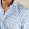 Camicia Oxford Celeste a Righe Collo Francese Sartoriale