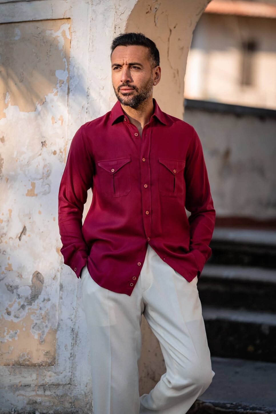 Camicia in Flanella Rossa con Tasche