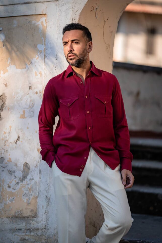 Camicia in Flanella Rossa con Tasche