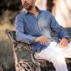 Camicia con Fantasia Blu e Marrone