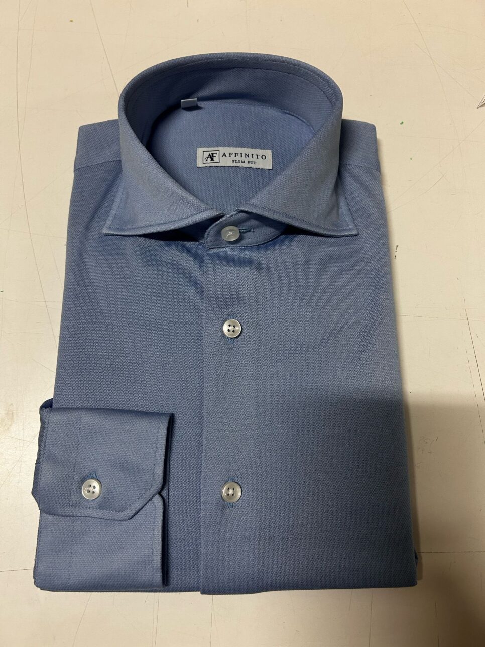 Camicia Blu Jersey Special, Collo Francese