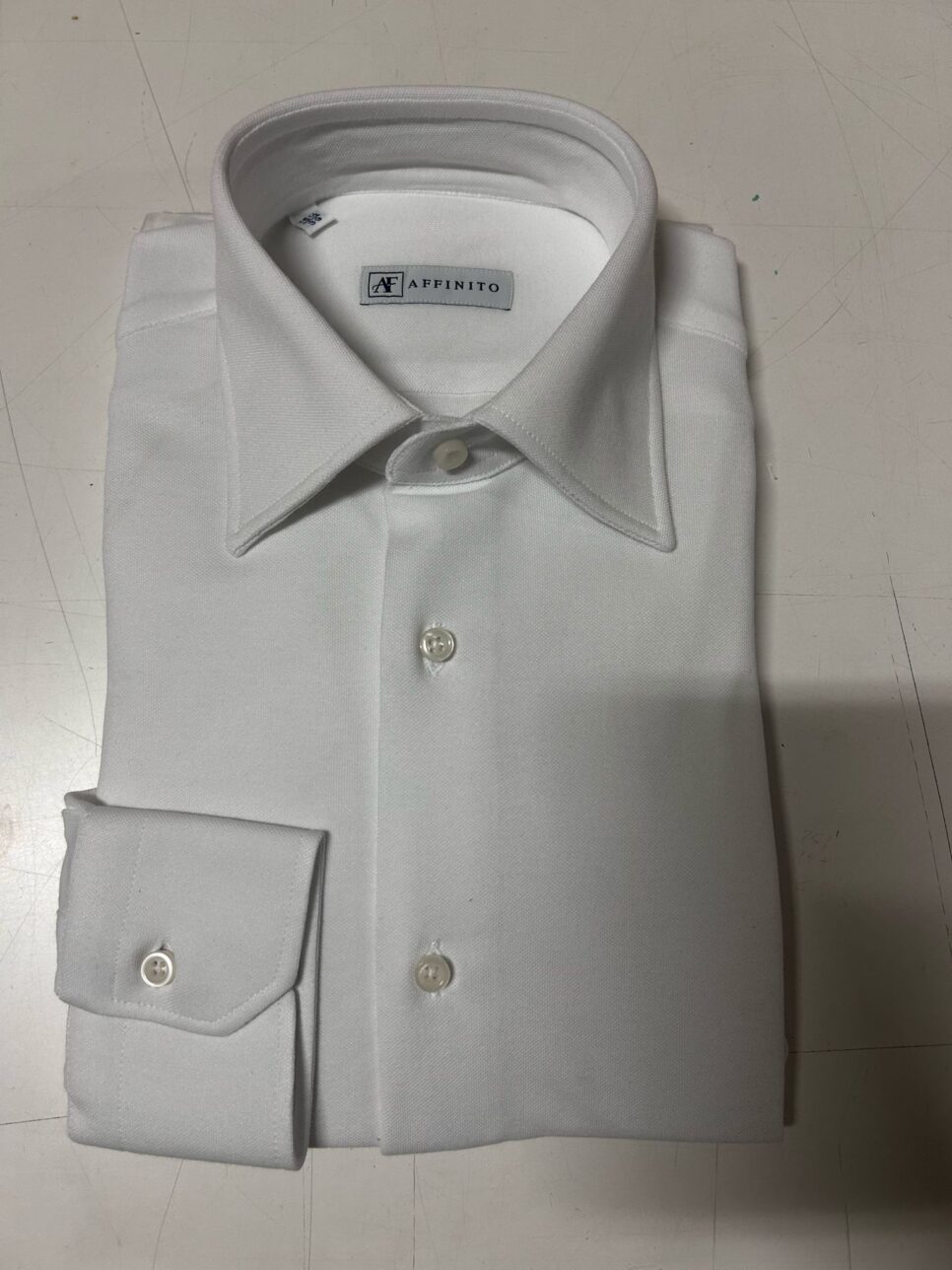 Camicia Bianca in Filo di Scozia, Collo Francese