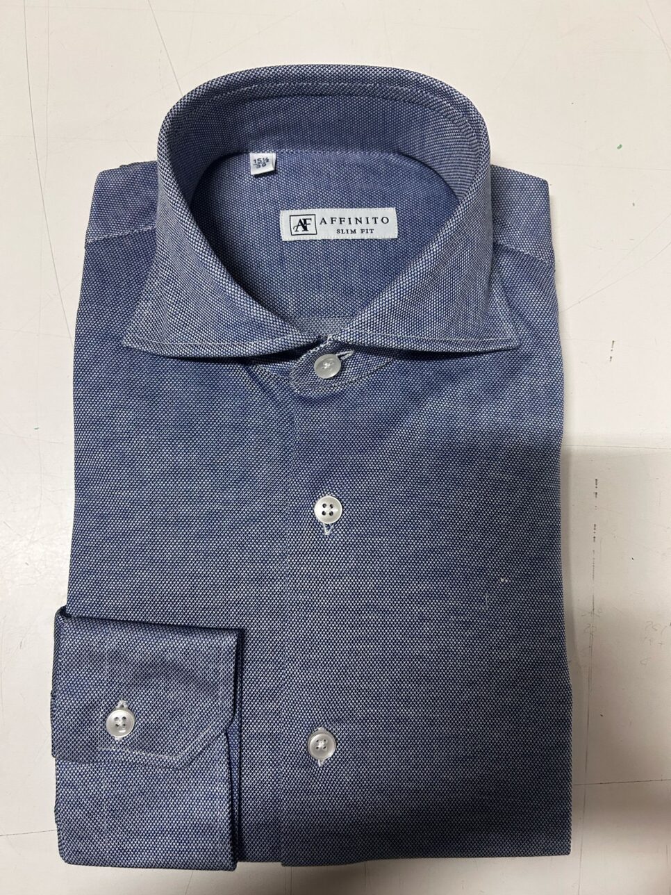 Camicia Blu Jersey Special, Collo Francese